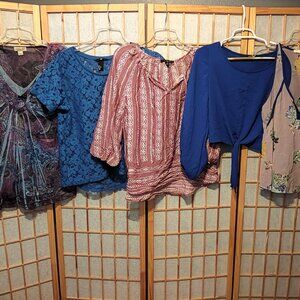 LOT OF 5/$20 WOMENS TOPS SHIRTS BLOUSES LUSH H&M FRED DAVID ONE WORLD~SIZE M